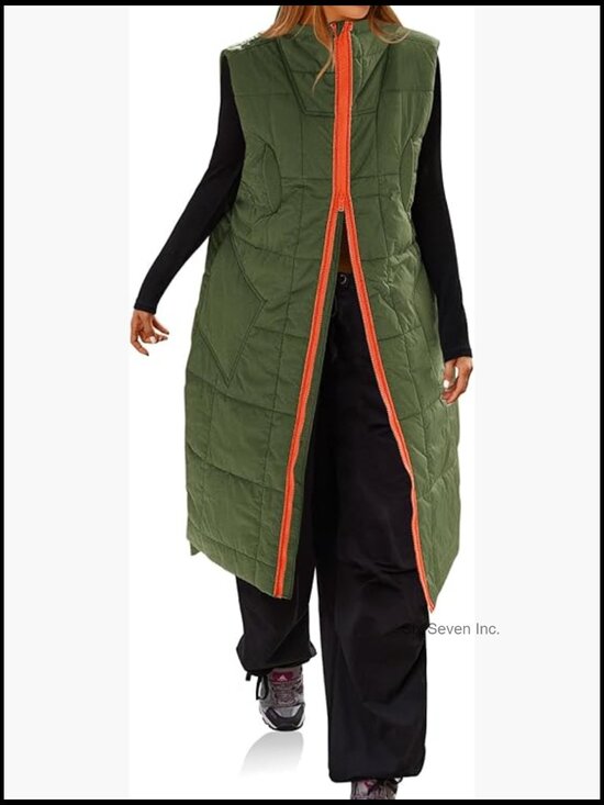 Jackets & Blazers - Long Quilted Puffer Vest Lightweight Sleeveless Winter Jacket Side Slit